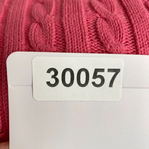 L.L. Bean Chunky Cable Knit Full Zip Sweater Women's 2X Pink Mock Neck Preppy - Picture 12 of 12